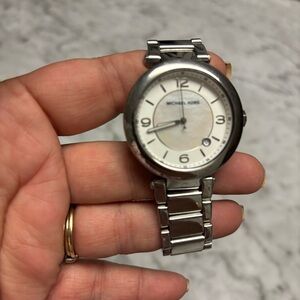 Michael Kors Silver and White Watch